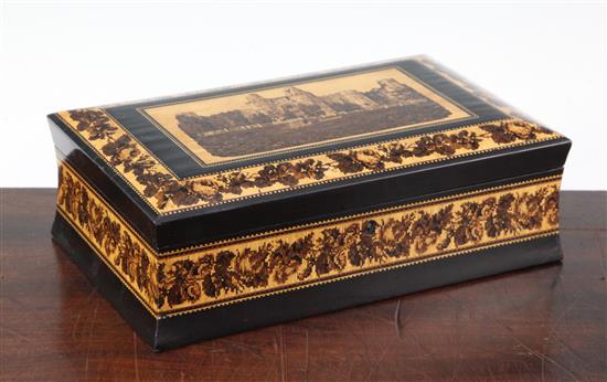 A 19th century rectangular Tunbridge ware box, 10in.